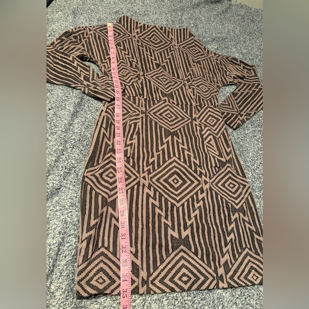Anthropology Plenty by Tracy Reese Geometric Long Sleeve Dress in Black and Gray - Picture 9 of 15